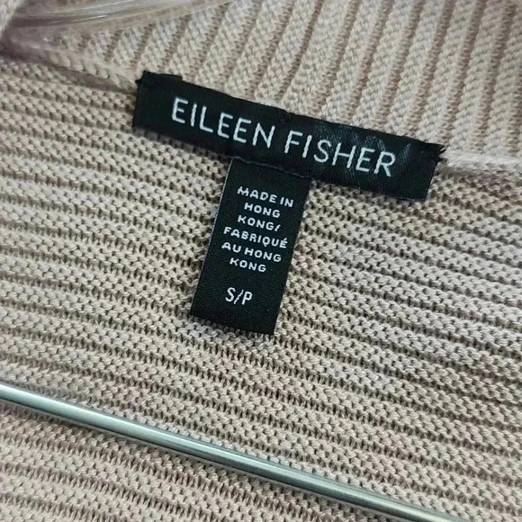 Eileen Fisher Powder Pink Silk & Cashmere Blend Straight Cardigan Sweater - Picture 4 of 5